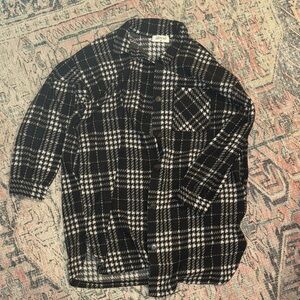 Stylish Black and White Plaid Button Down Shirt